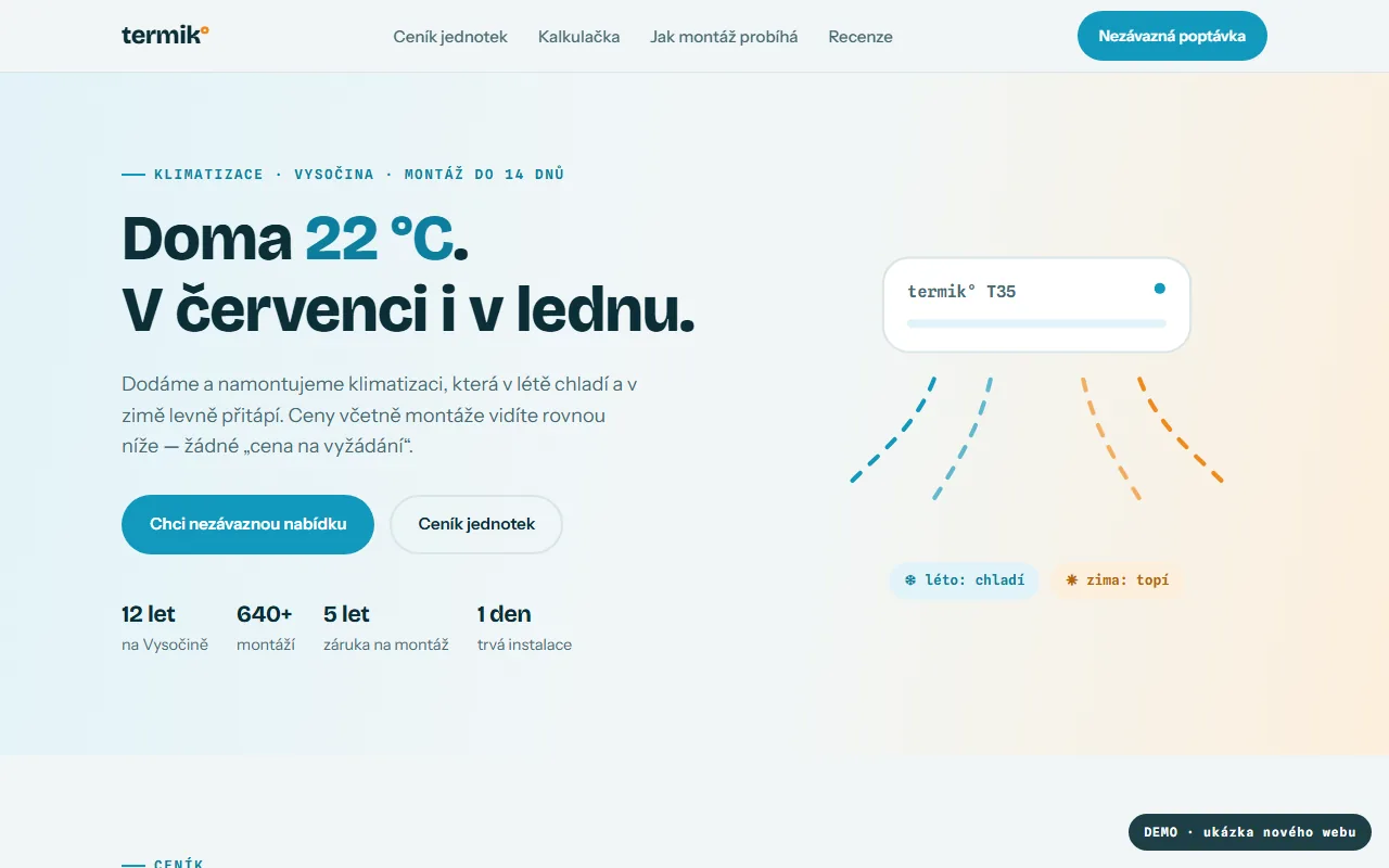Náhled ukázkového webu — Klimatizace